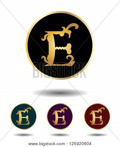 Vector Icon Logo Set 3 In 1 With Vintage Gothic Gold Letter 