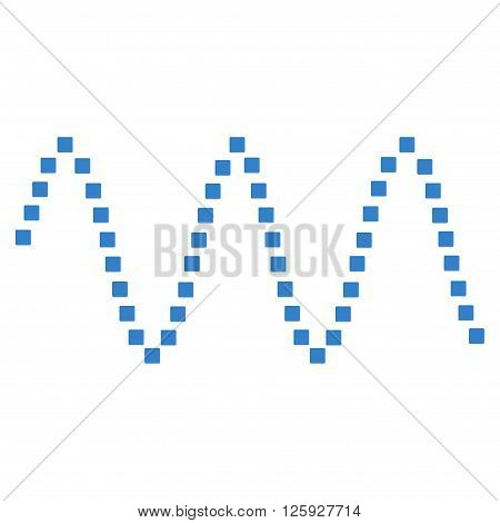 Sinusoid Waves vector toolbar icon. Style is flat icon symbol, cobalt color, white background, square dots.