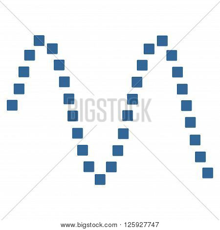 Sinusoid vector toolbar icon. Style is flat icon symbol, cobalt color, white background, square dots.