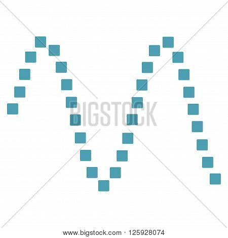 Sinusoid vector toolbar icon. Style is flat icon symbol, cyan color, white background, square dots.