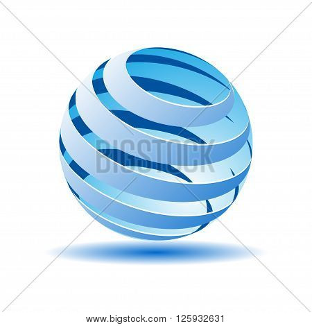 Transparent ball with blue lines in 3D. Vector illustration