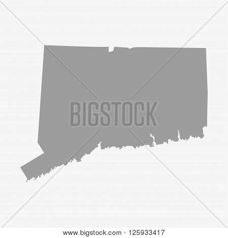 Map the State of Connecticut in gray on a white background