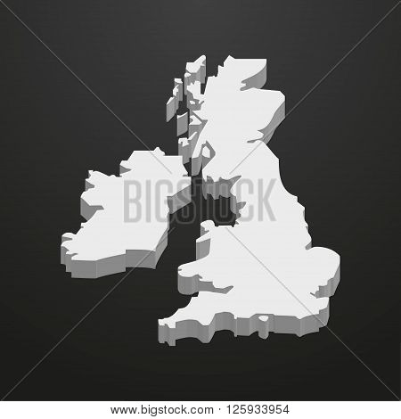 UK map in gray on a black background 3d