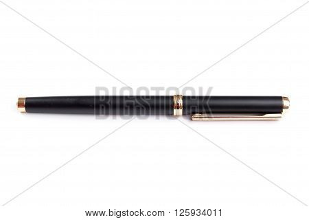 Black Luxury Pen Mockup Isolated On A White Background. Nice Pen For Expensive Design Presentation.