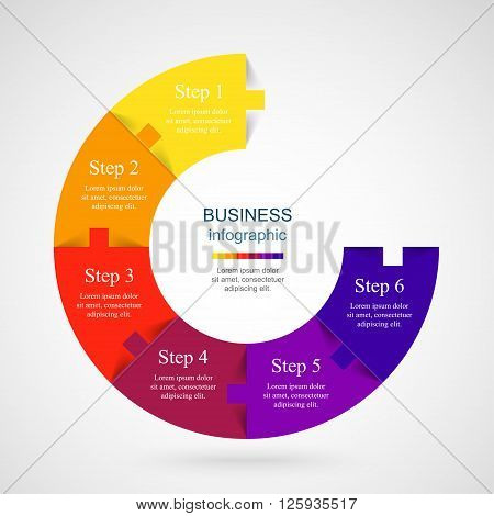 Vector infographic. Template for diagram graph presentation and chart. Business concept with 6 options parts steps or processes.