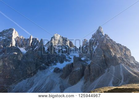 Italian dolomites peak. Mountain landscape from 