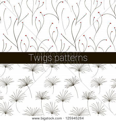 Set of Two simple hand drawn Twigs patterns