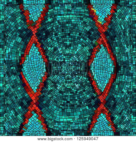 Geometrical background with bright mosaic drawing. Seamless patterns. Vector illustration.