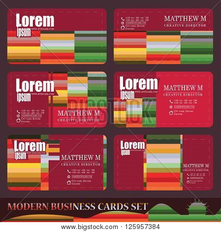 Vector stylish business card - red green yellow