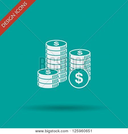 stack of coins icon. Design style eps 10