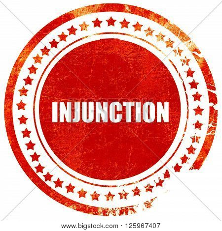 injunction, isolated red stamp on a solid white background