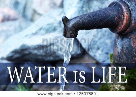 Water fountain in park. Save water concept