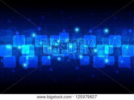 abstract mesh with circle and round rectangle on blue color background