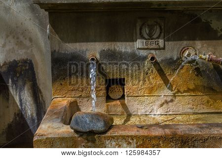 Old Public Water Fountain in Tris Elies village in Troodos mountains island of Cyprus