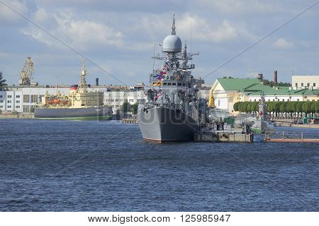 ST. PETERSBURG, RUSSIA - JULY 25, 2015: Small anti-submarine ship 