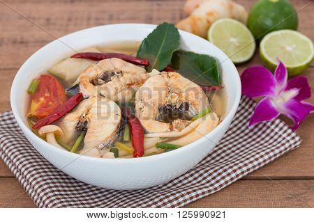 Tom Yum striped snakehead fish, Thai Food