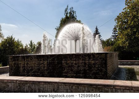 Lipetsk, Russia - September 18, 2014: Beautiful fountains on Lenin Street Lipetsk on a sunny day