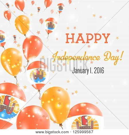 French Polynesia Independence Day Greeting Card. Flying Balloons In French Polynesia National Colors