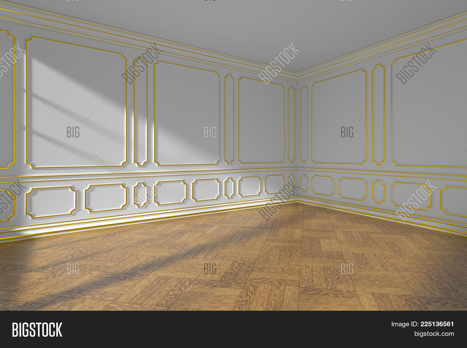 White Empty Room Gold Image Photo Free Trial Bigstock