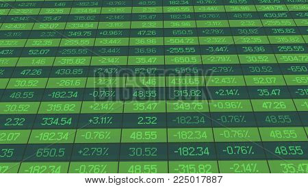 List of realtime quotes and prices data, figures dropped on stock market board, stock image