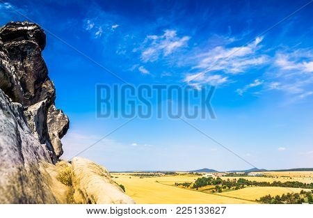 Sand stone rock Teufelsmauer by Neinstedt in Germany