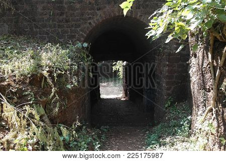 Arch Entrance To Ancient Stone Unapproachable Fortress