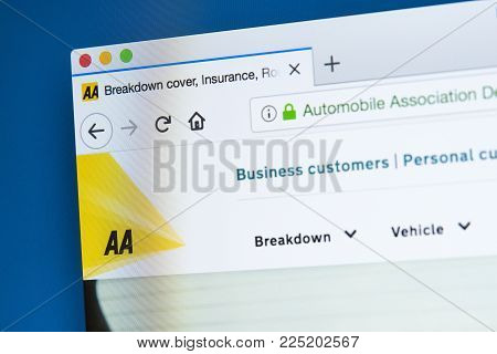 London, Uk - January 4th 2018: The Homepage Of The Official Website For The Automobile Association, 