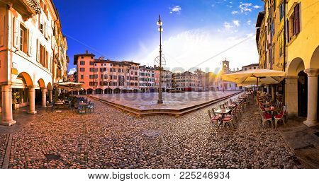 Piazza San Giacomo In Udine Sunset Panoramic View, Town In Friuli Venezia Giulia Region Of Italy