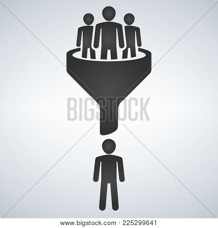 Sales funnel vector line icon. Internet marketing conversion concept