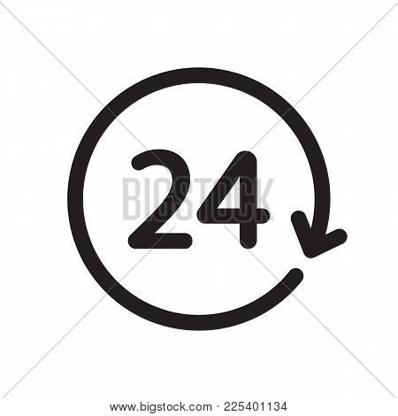 24h Icon Isolated On White Background. Vector Stock.