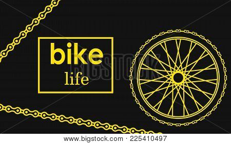 Bicycle Poster Vector Illustration. Wheel Bike Postcard, Flair