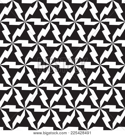 Seamless Black - White Geometric Pattern Vector Illustration