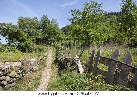 Landscape In Garrotxa Region, Volcanic Area.castellfollit De La Roca,catalonia,spain.