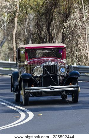Adelaide, Australia - September 25, 2016: Vintage 1929 Marmon Roosevelt Collapsible Coupe Driving On