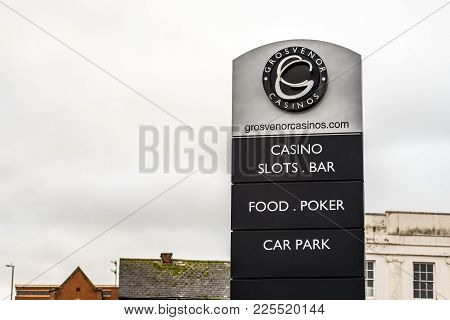 Northampton Uk January 05 2018: Grosvernor Casinos Logo Sign Stand.