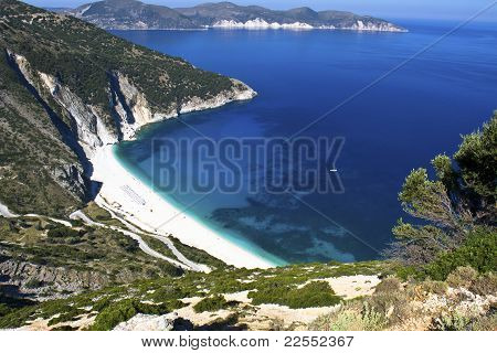 Pláže Mirtos v Kefalonia, Řecko