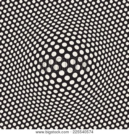 Halftone Bloat Effect Optical Illusion. Abstract Geometric Background Design. Vector Seamless Retro 