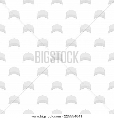 White Baseball Cap In Front Pattern Seamless In Flat Style For Any Design