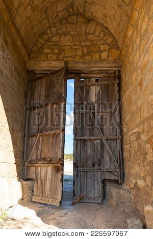 Gate In Medieval Cave City-fortress Chufut-kale In The Mountains, Bakhchisaray, Crimea.