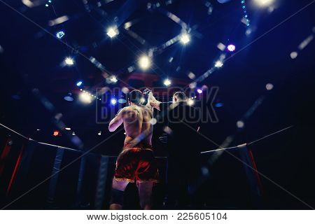 Victory Boxer Battles Without Mma Boxing Rules. Hign Contrast And Monochrome Color Tone. Toning. Spo