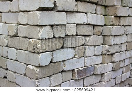 The Stack Of Old White Silicate Bricks