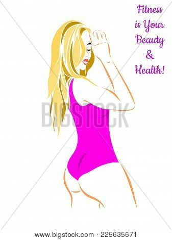 Beautiful Young Woman Chic Blonde Long Hair Attractive Appearance Seductive Figure Conspicuous Bust 