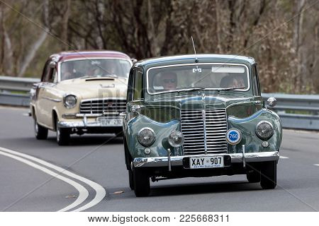Adelaide, Australia - September 25, 2016: Vintage 1951 Armstrong Siddeley Whitley Sedan Driving On C