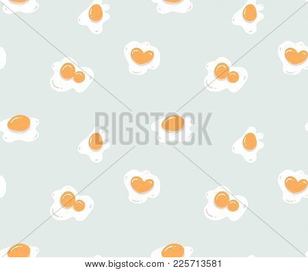 Hand Drawn Vector Abstract Modern Cartoon Cooking Time Fun Illustrations Icons Seamless Pattern With