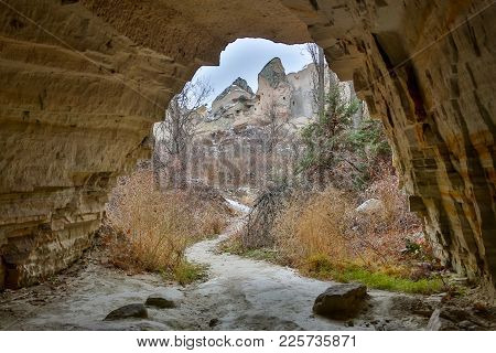 View From Cave Hole To Forest River Landscape.