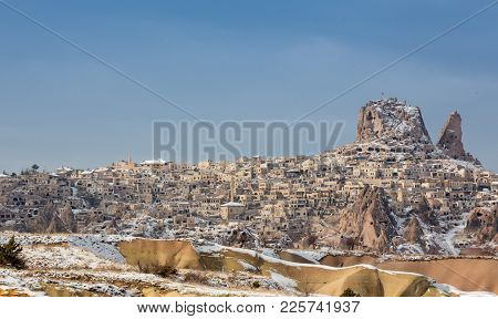 Town Of Uchisar At The Sunrise, Cappadocia