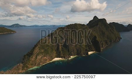 Tropical Islands, Aerial View. Aerial View: Sea And The Tropical Islands. Tropical Bay In El Nido. A