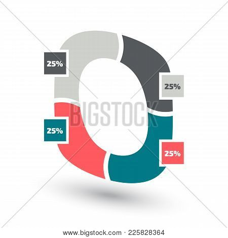 Pie Chart Illustration. Flat Design Style With Shadow