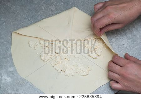 Making Of Homemade European Or Russina Traditional Cheese Pie