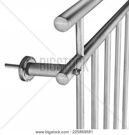 French Balkony Stainless Steel Detail Isolated On White Background